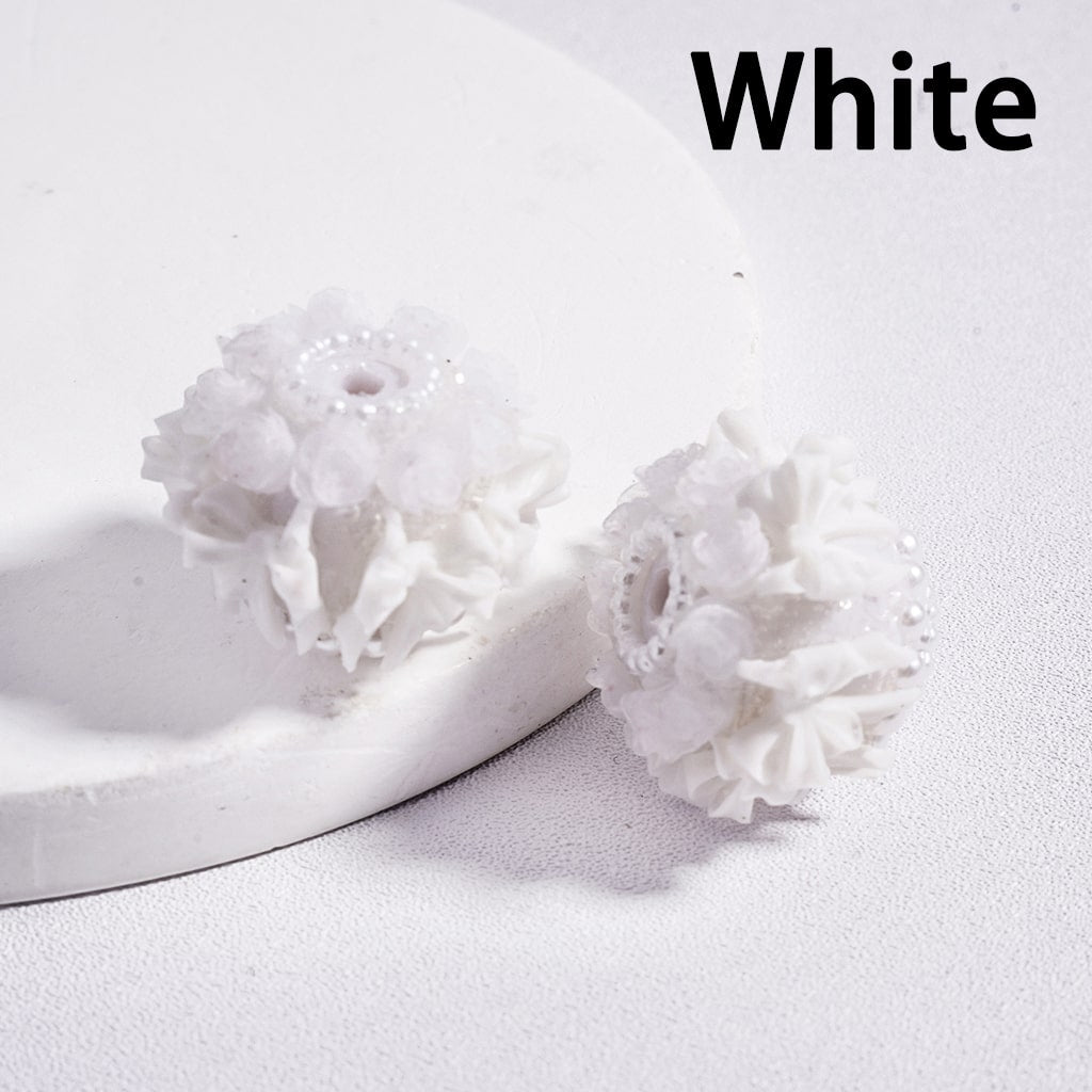 Acrylic Beads Luminous Cute Bowknots Rose Flowers White Pearls Loops Multi-Color 24MM