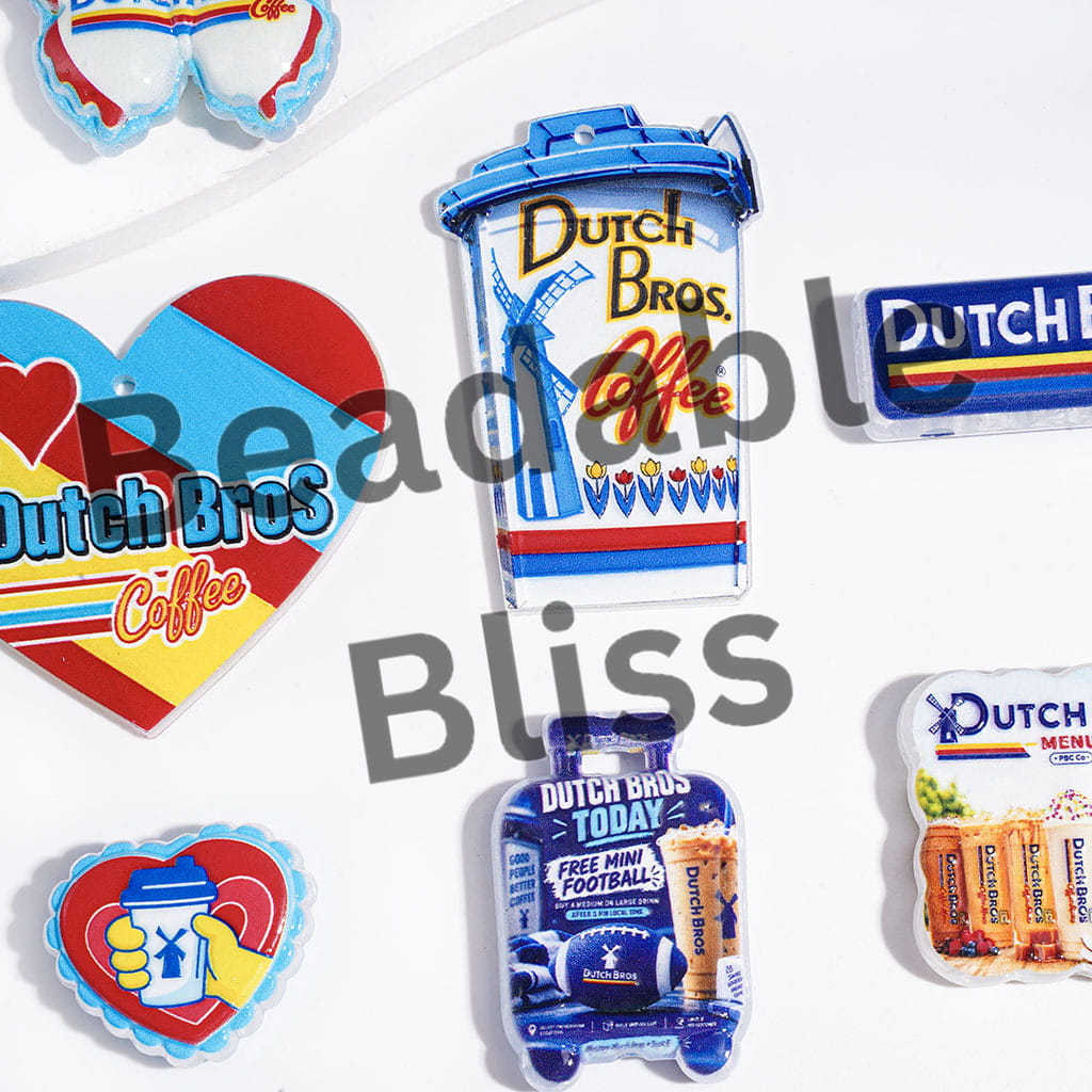 Acrylic Bead and Pendants American Blue Windmill Coffee Series, Random Mix