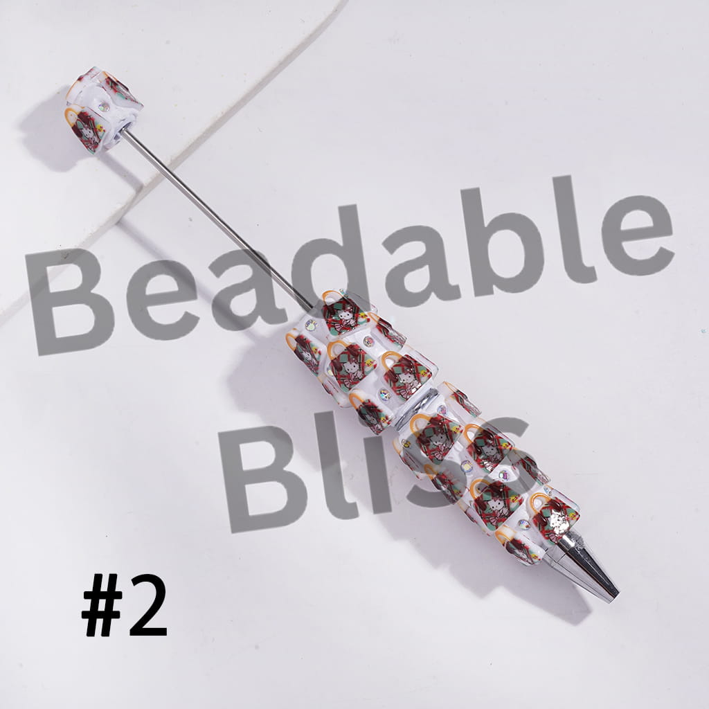 Beadable Clay Pens with Cute Cat Character Handbag and AB Rhinestones