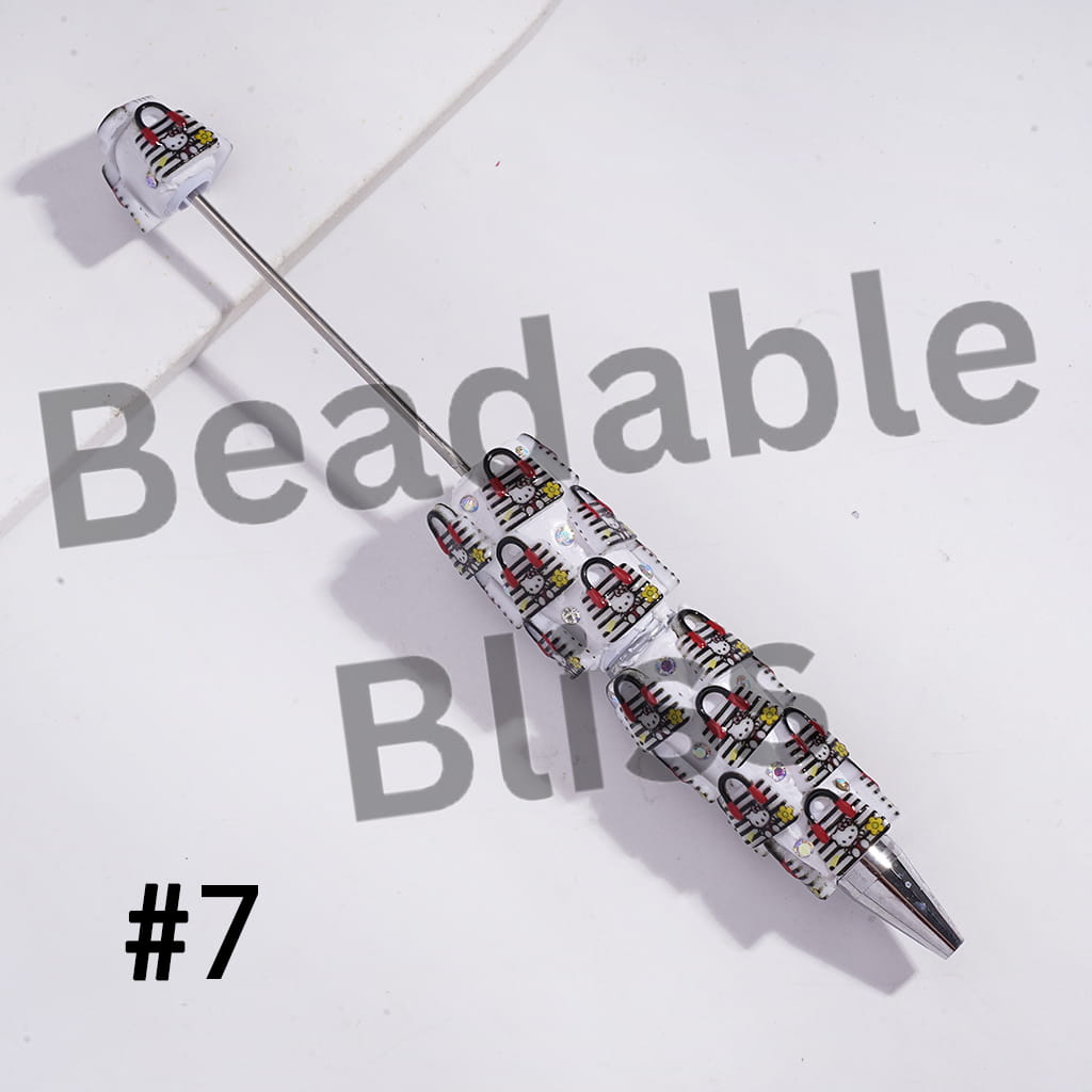 Beadable Clay Pens with Cute Cat Character Handbag and AB Rhinestones