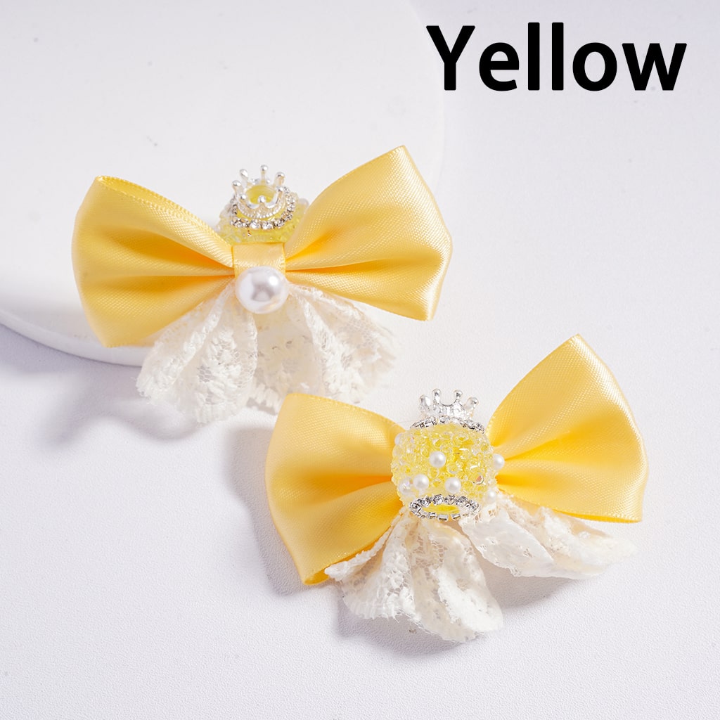 Sugar Acrylic Beads with Silver Alloy Crown White Pearls Clear Rhinestones Chains Fabric Lace Bowknots