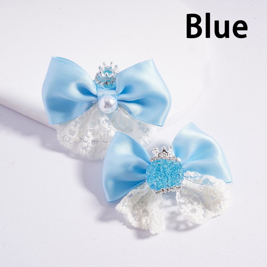 Sugar Acrylic Beads with Silver Alloy Crown White Pearls Clear Rhinestones Chains Fabric Lace Bowknots