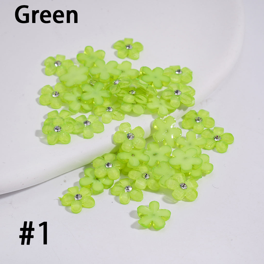 Five-Petaled Flower with Clear Rhinestone Can DIY For Flower Pen & Beads, Jewelry Accessories, Fluorescence Color (Please Read the Description)
