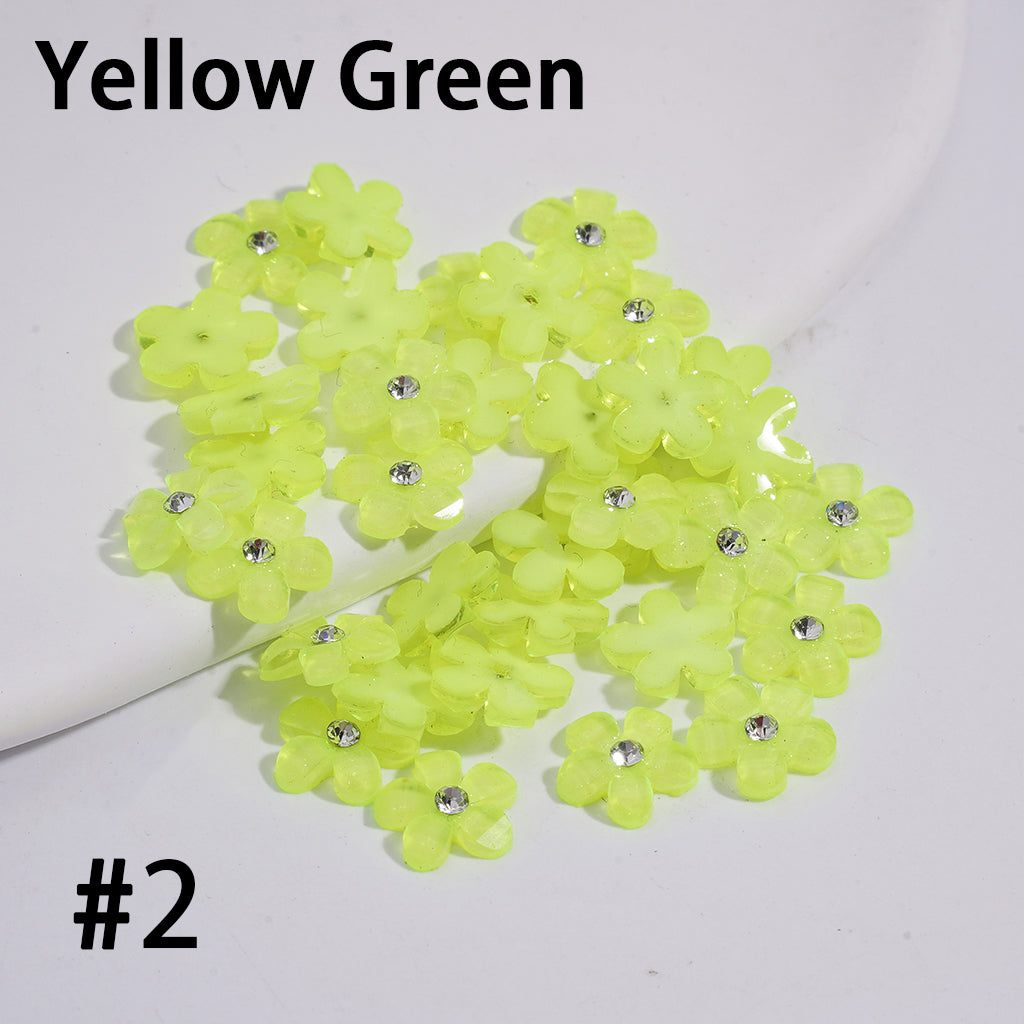 Five-Petaled Flower with Clear Rhinestone Can DIY For Flower Pen & Beads, Jewelry Accessories, Fluorescence Color (Please Read the Description)