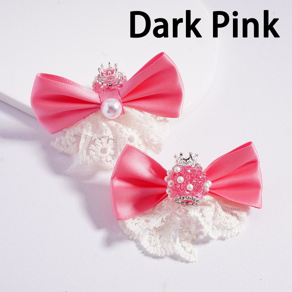 Sugar Acrylic Beads with Silver Alloy Crown White Pearls Clear Rhinestones Chains Fabric Lace Bowknots