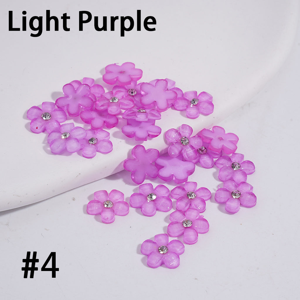Five-Petaled Flower with Clear Rhinestone Can DIY For Flower Pen & Beads, Jewelry Accessories, Fluorescence Color (Please Read the Description)