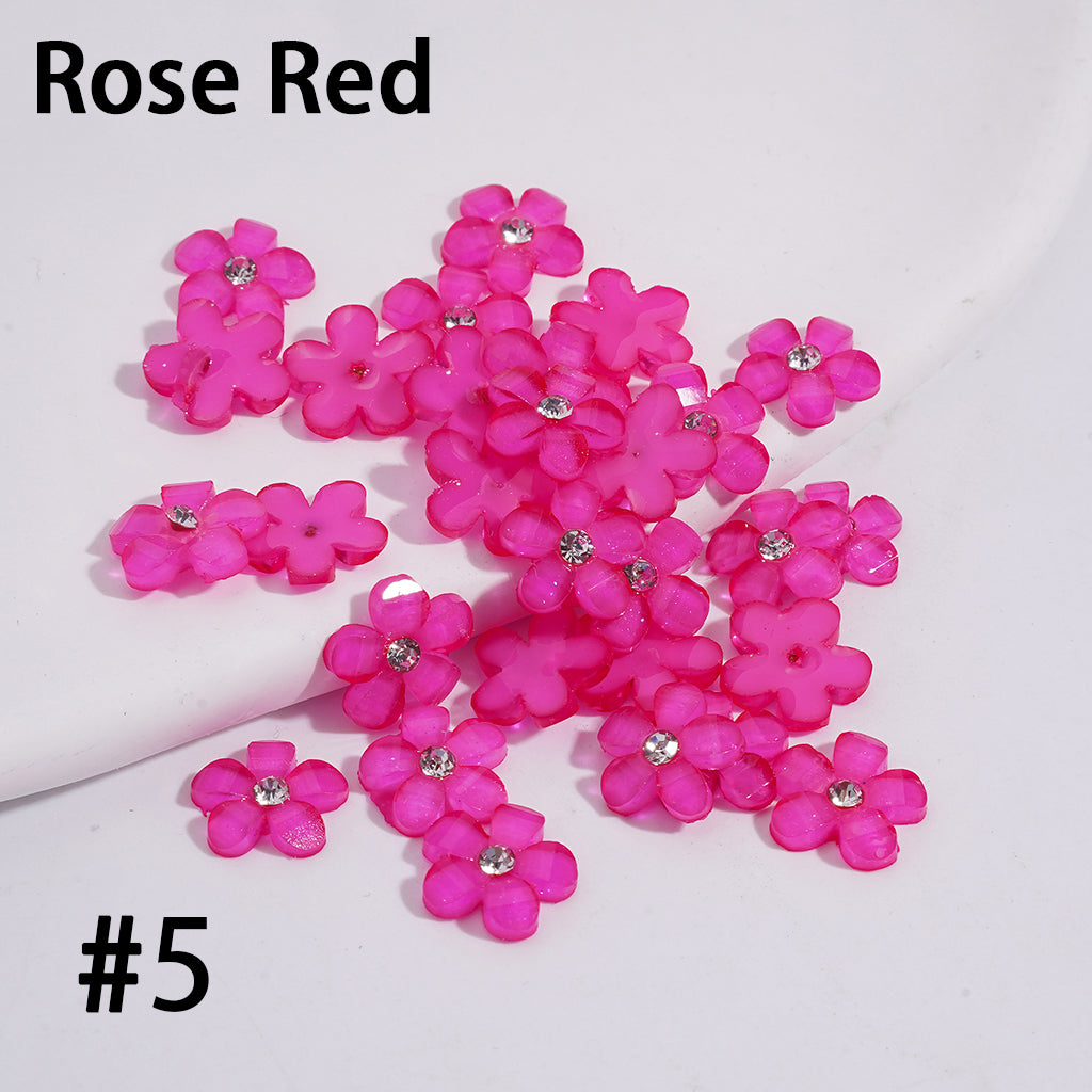 Five-Petaled Flower with Clear Rhinestone Can DIY For Flower Pen & Beads, Jewelry Accessories, Fluorescence Color (Please Read the Description)