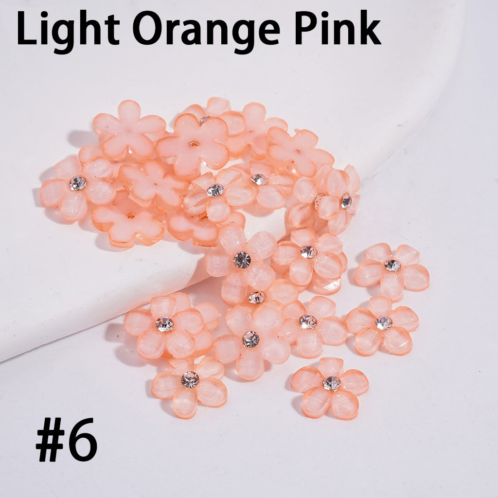 Five-Petaled Flower with Clear Rhinestone Can DIY For Flower Pen & Beads, Jewelry Accessories, Fluorescence Color (Please Read the Description)