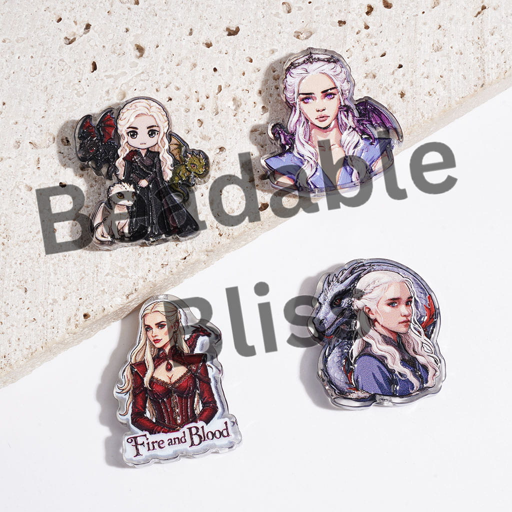 Acrylic Beads Game of Powers in Various Characters Series, Semi-Clear, Random Mix
