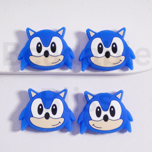 Silicone Focal Beads Cute Blue Hedgehog Soni