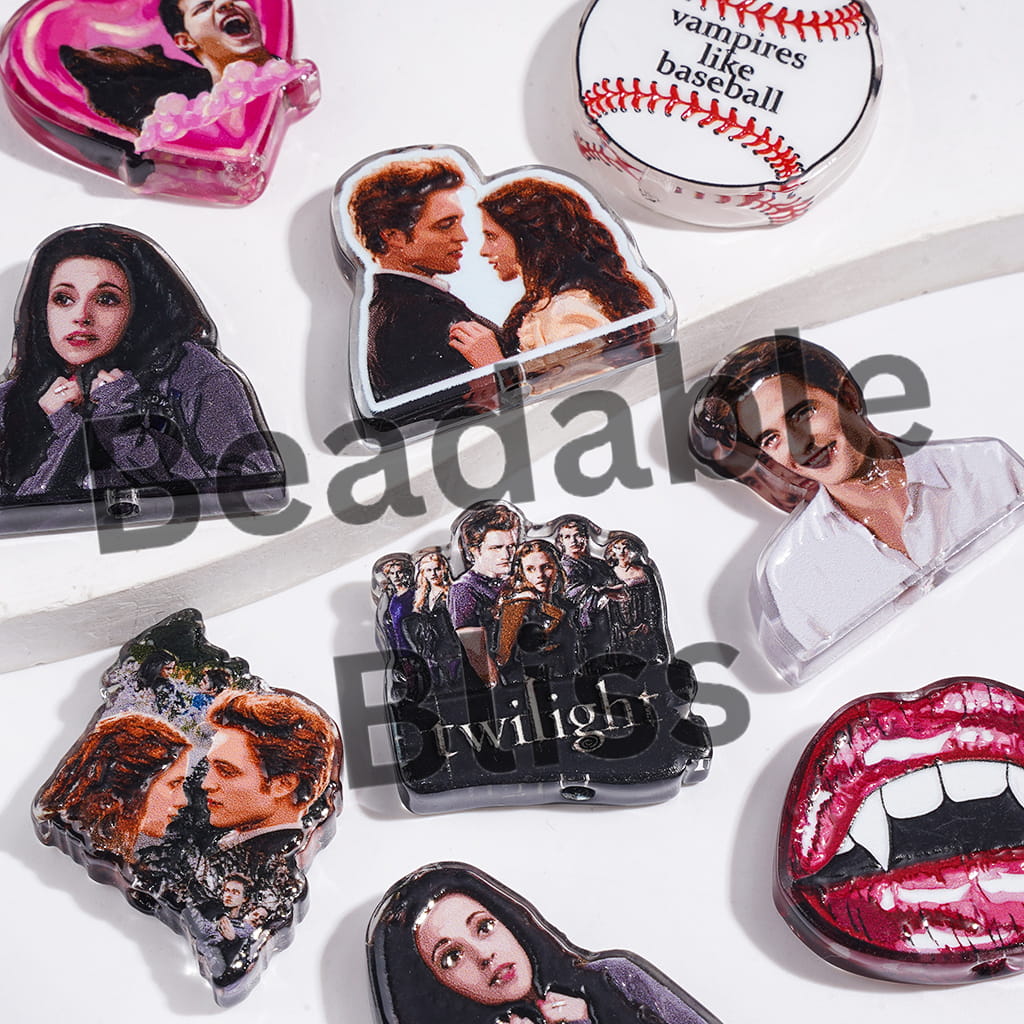 Acrylic Beads Classic Vampire Love Baseball Lip Series, Random Mix