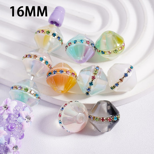 Acrylic Beads UV Coating Colorful Shiny Rhinestones Chains 16MM, Random Mix