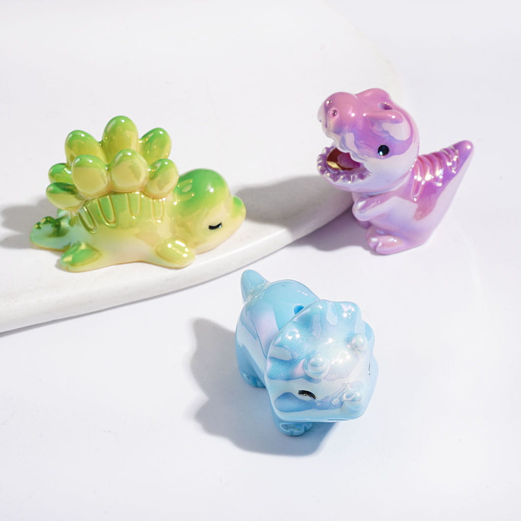 UV-Coated Cute Dinosaur Series Acrylic Beads, Random Mix