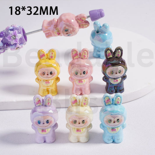 Acrylic Beads UV Coating Baby L-B-B Pop Mar, 18*32MM, Random Mix