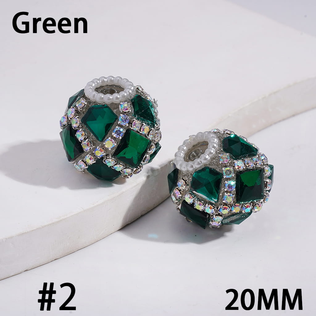 Acrylic Beads with Shiny Square and Diamond Shaped Rhinestones, AB Rhinestone and White Pearl Chains, 20MM, Multi-Color