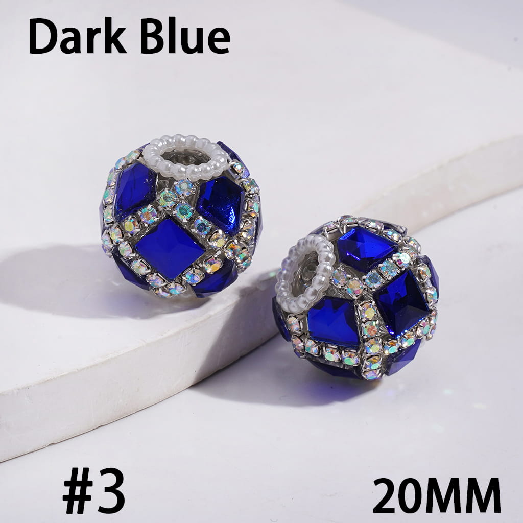 Acrylic Beads with Shiny Square and Diamond Shaped Rhinestones, AB Rhinestone and White Pearl Chains, 20MM, Multi-Color