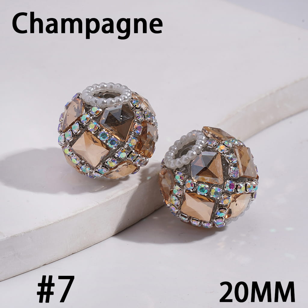 Acrylic Beads with Shiny Square and Diamond Shaped Rhinestones, AB Rhinestone and White Pearl Chains, 20MM, Multi-Color