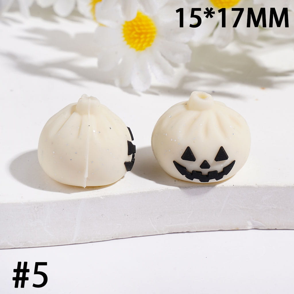 3D Evil Dumpling with Silver Glitter Silicone Focal Beads, 15*17MM, Halloween Theme, Multi-Color