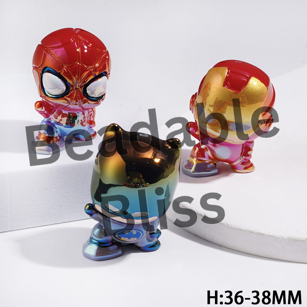 UV-Coated Acrylic Beads Strong Superhero Characters Series, Height 36-38MM Random Mix