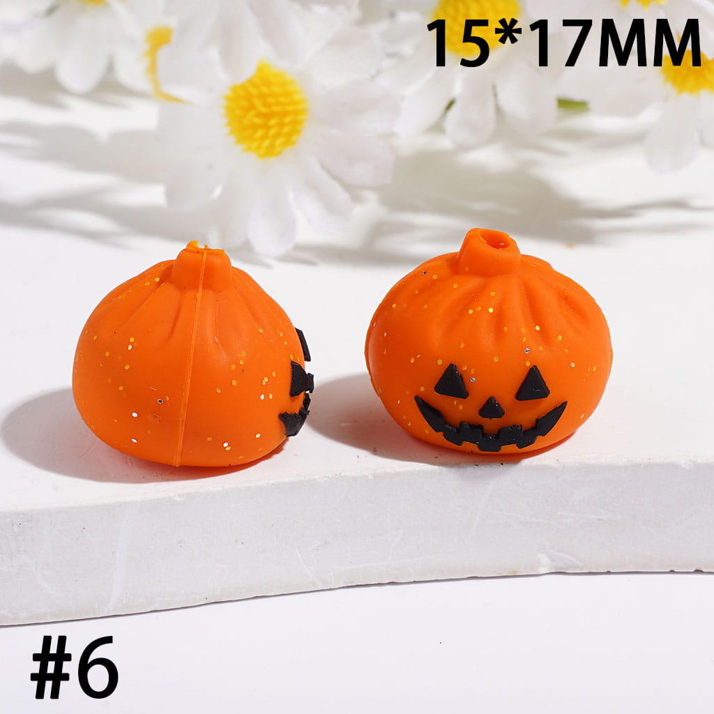 3D Evil Dumpling with Silver Glitter Silicone Focal Beads, 15*17MM, Halloween Theme, Multi-Color