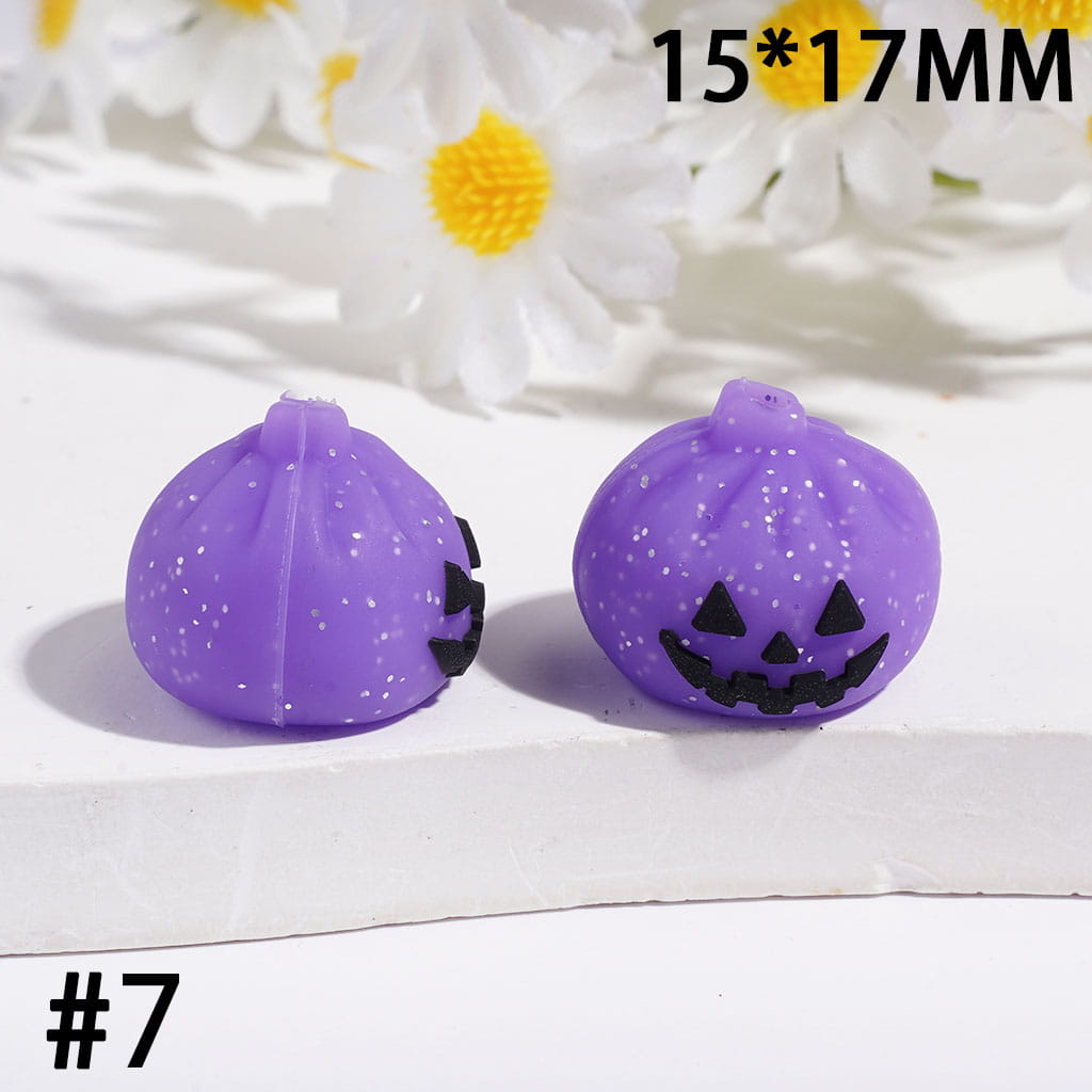 3D Evil Dumpling with Silver Glitter Silicone Focal Beads, 15*17MM, Halloween Theme, Multi-Color