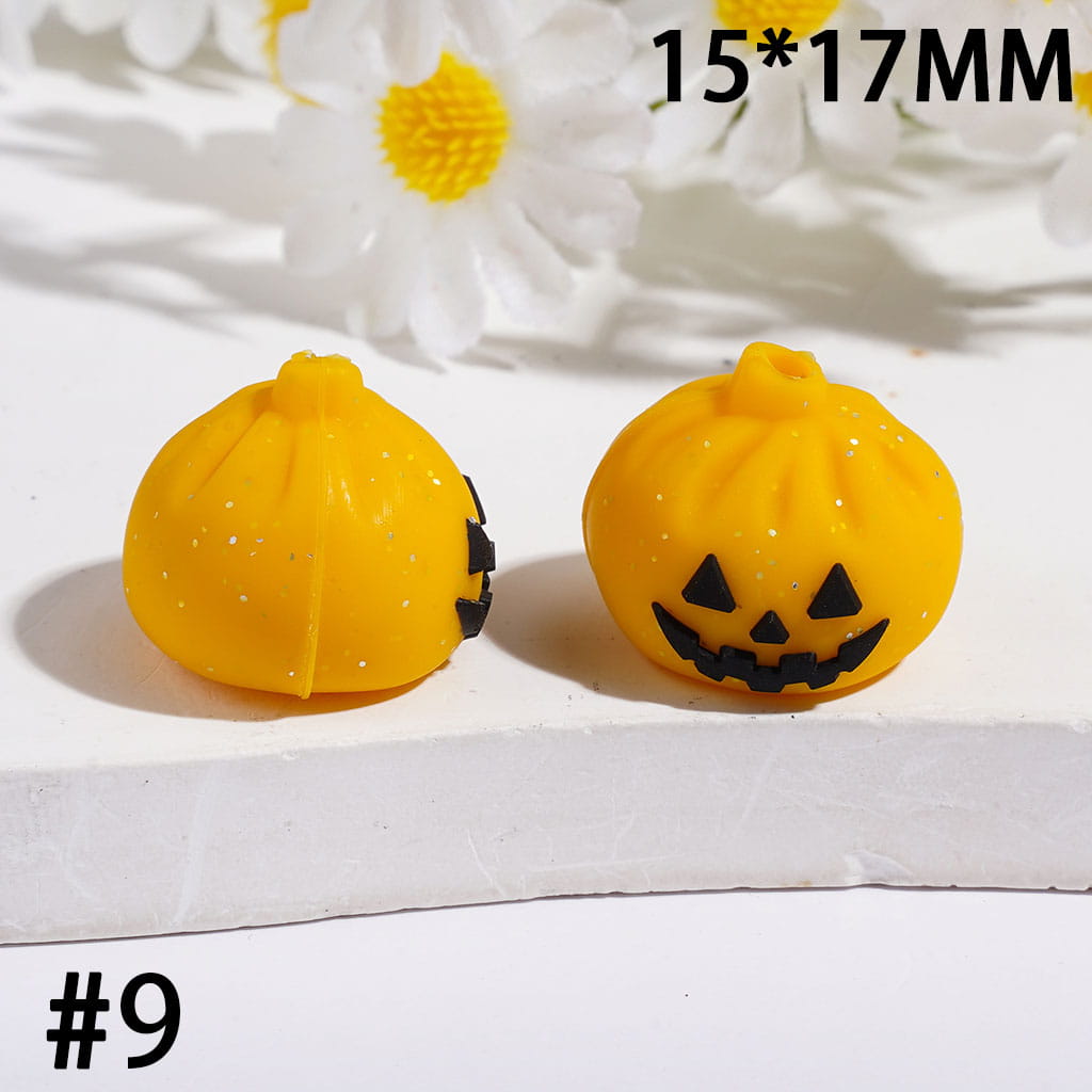 3D Evil Dumpling with Silver Glitter Silicone Focal Beads, 15*17MM, Halloween Theme, Multi-Color