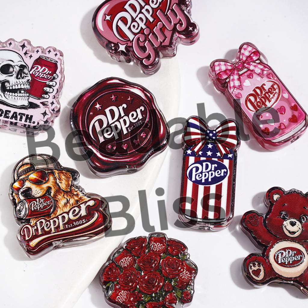 Diverse Designs Soft Drink Series Acrylic Beads, Semi-Clear, Random Mix