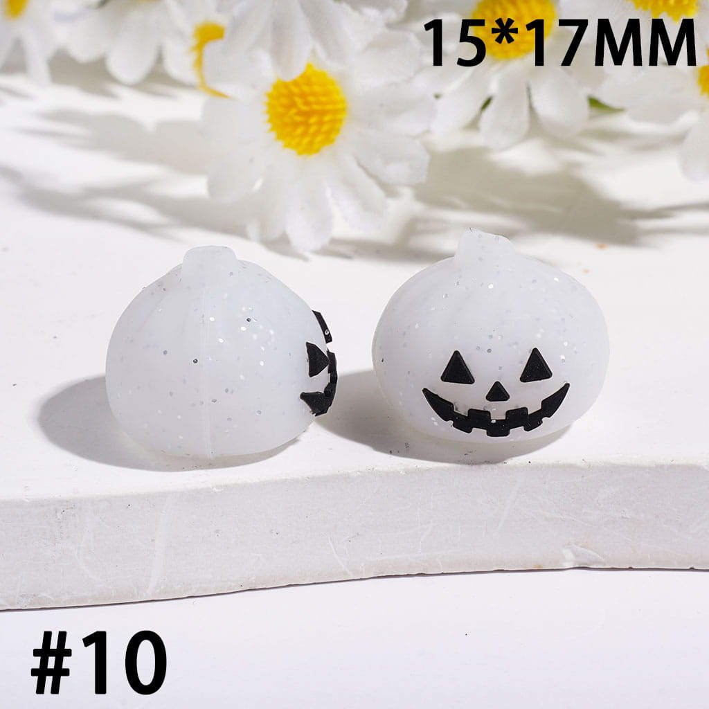 3D Evil Dumpling with Silver Glitter Silicone Focal Beads, 15*17MM, Halloween Theme, Multi-Color