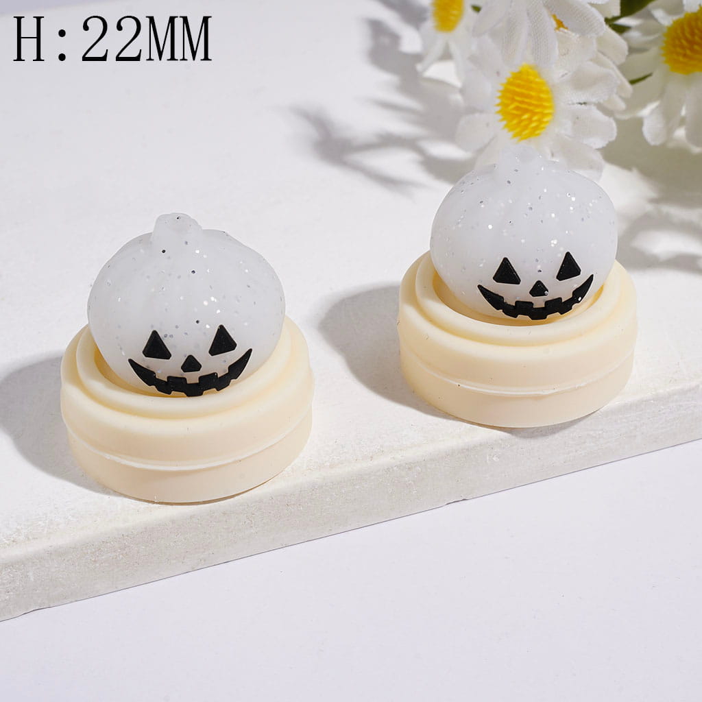 3D Evil Dumpling and Steamer Basket with Silver Glitter Silicone Focal Beads Halloween, Height 22MM Multi-Color