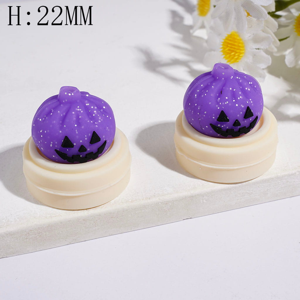 3D Evil Dumpling and Steamer Basket with Silver Glitter Silicone Focal Beads Halloween, Height 22MM Multi-Color