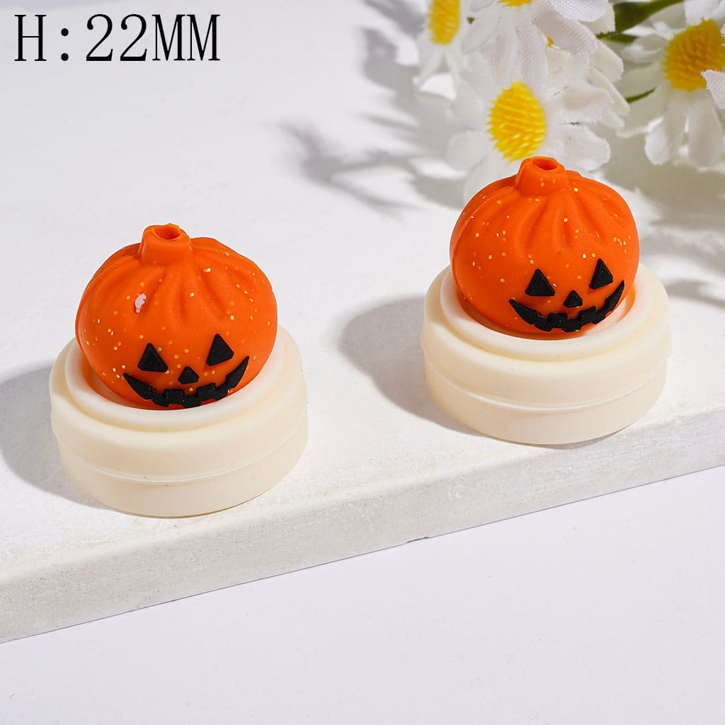 3D Evil Dumpling and Steamer Basket with Silver Glitter Silicone Focal Beads Halloween, Height 22MM Multi-Color