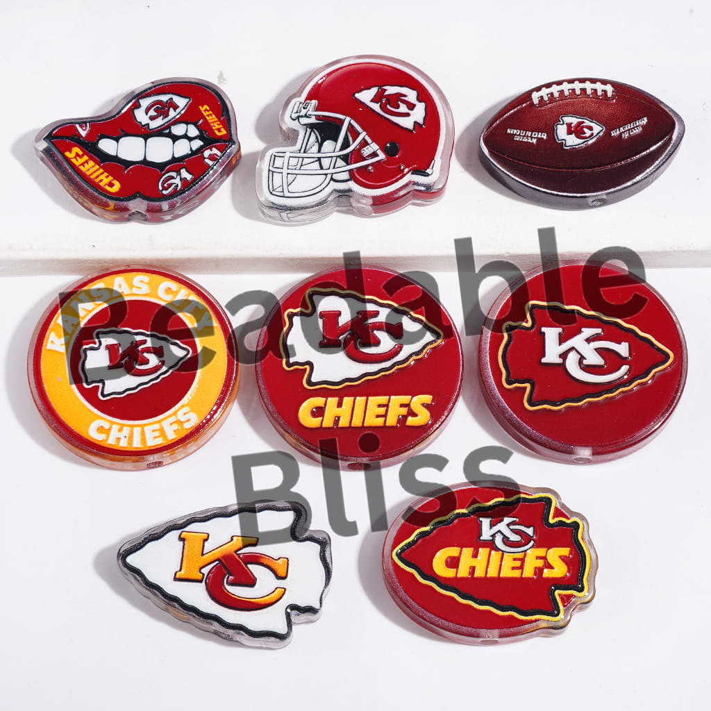 Acrylic Beads KC Football Series in Diverse Shape, Random Mix