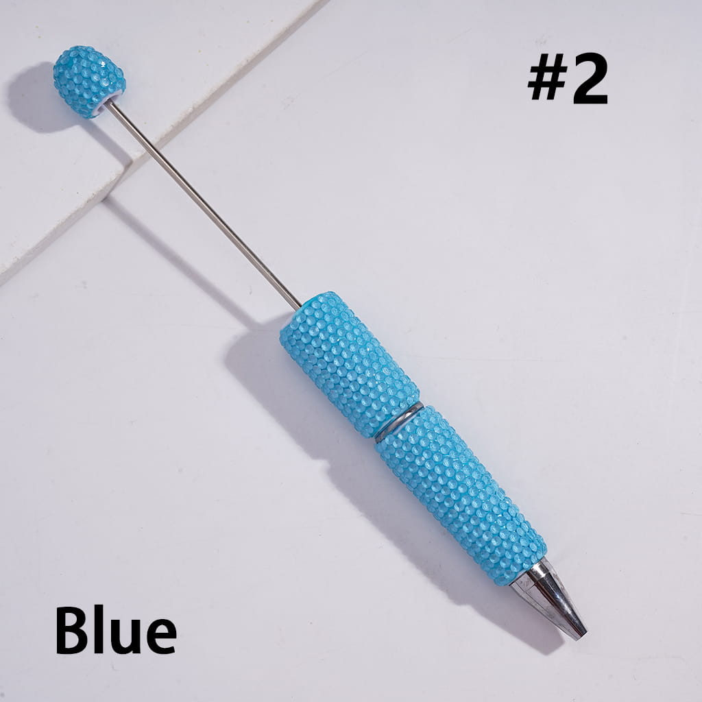 Beadable Clay Pens with Shiny Neon Rhinestones Covered the Entire Pen, Multi-Color