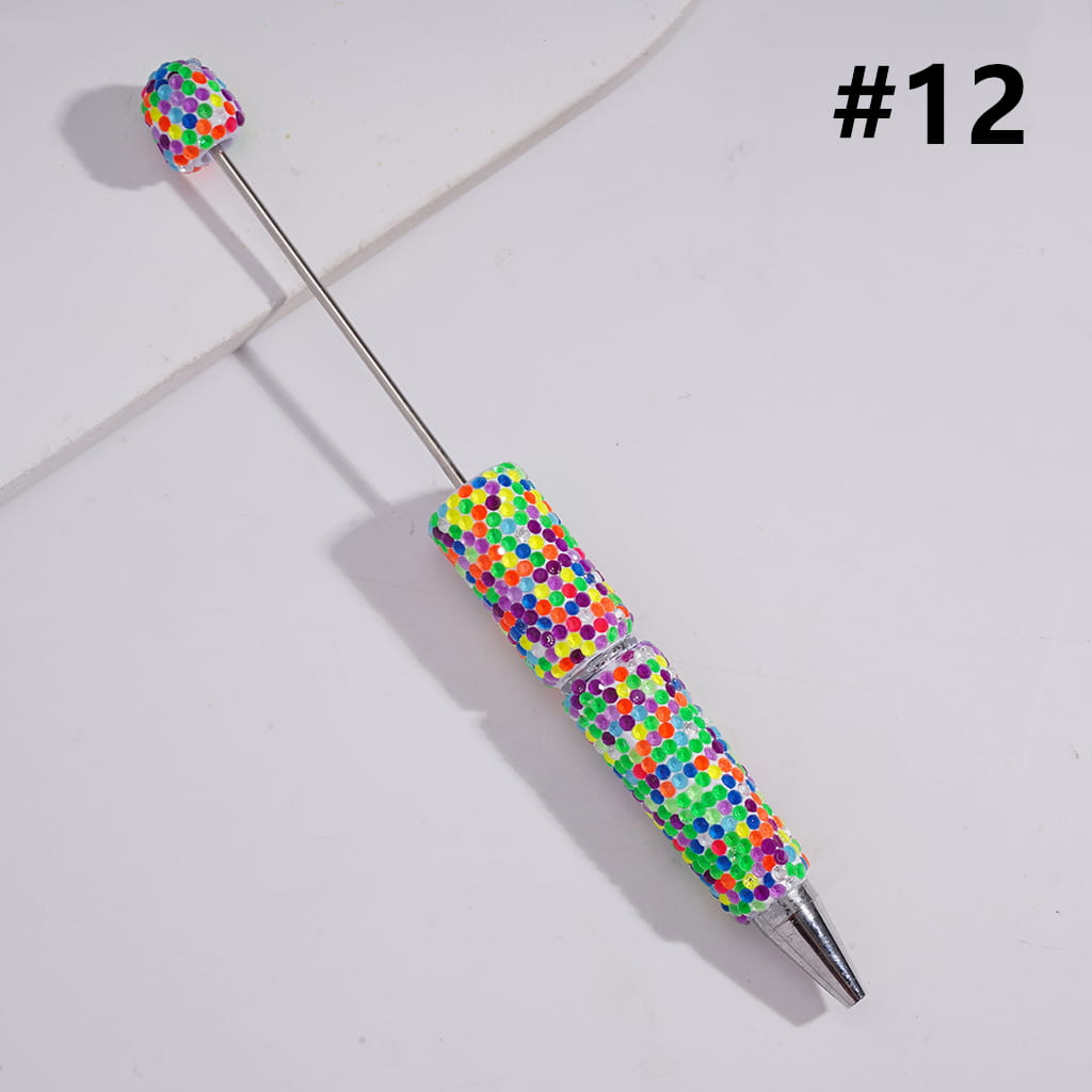 Beadable Clay Pens with Shiny Neon Rhinestones Covered the Entire Pen, Multi-Color