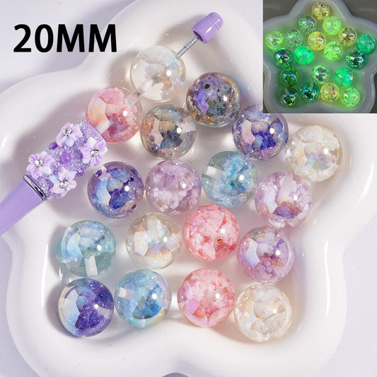 Acrylic Beads Luminous UV Coating Cute Clouds Inside, Multi-Color, 20MM (Single Color is available for 100pcs(Whole Bag) Only)