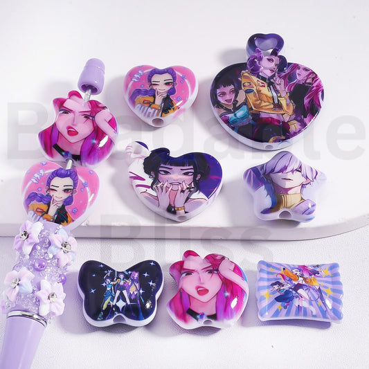 Acrylic Beads Kpo Demo Hunte in Different Shapes, Random Mix