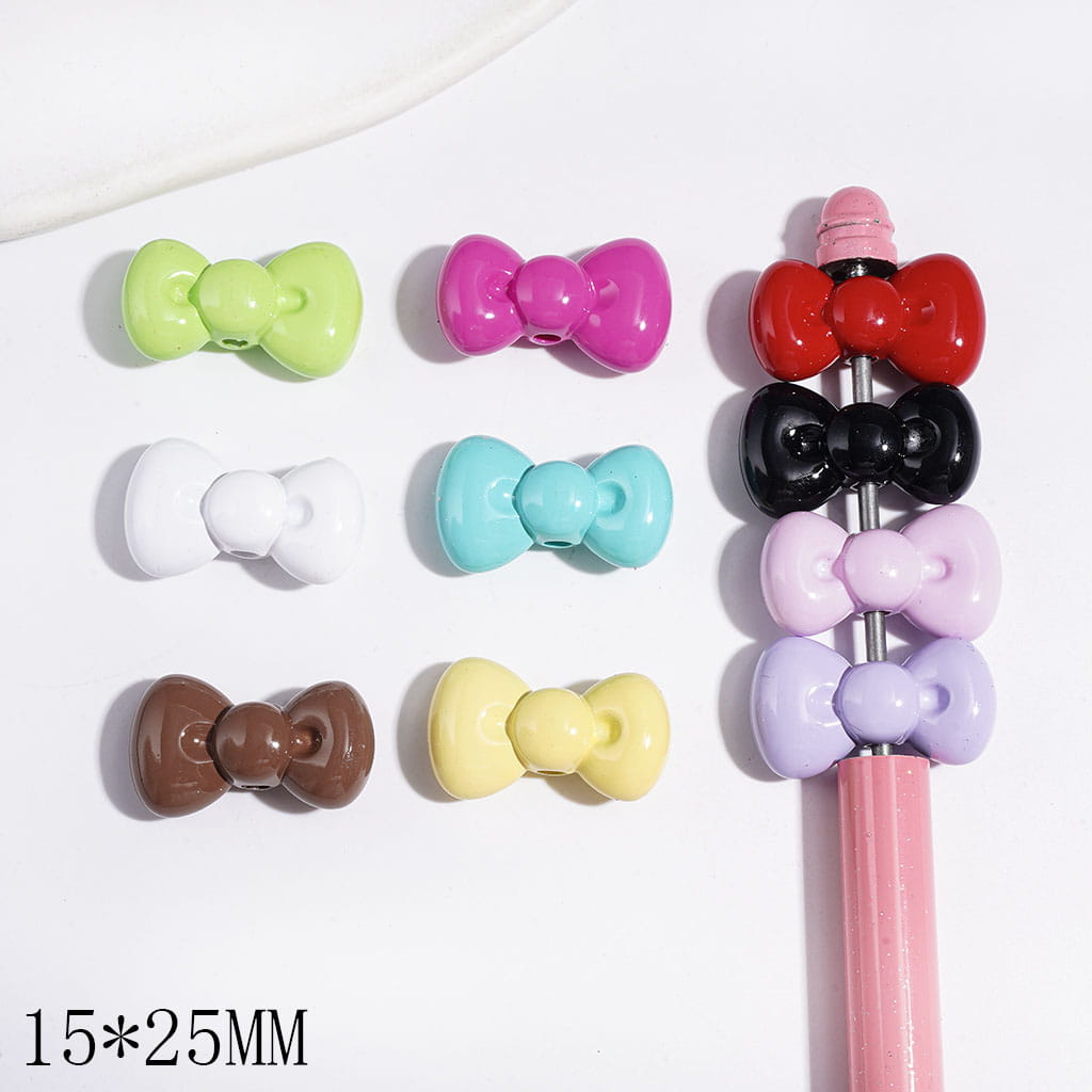 Stoving Varnish Mini Bowtie Acrylic Beads, Solid Colors, 15*25MM, Random Mix
