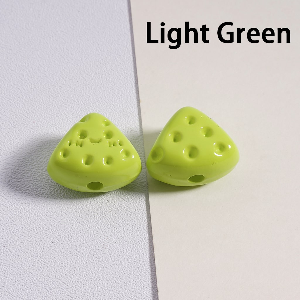 Acrylic Beads Mini Cute Fanshaped Smile Face Cheese in Solid Color, 12*15MM (Single Color is available for 300pcs(whole bag) Only)