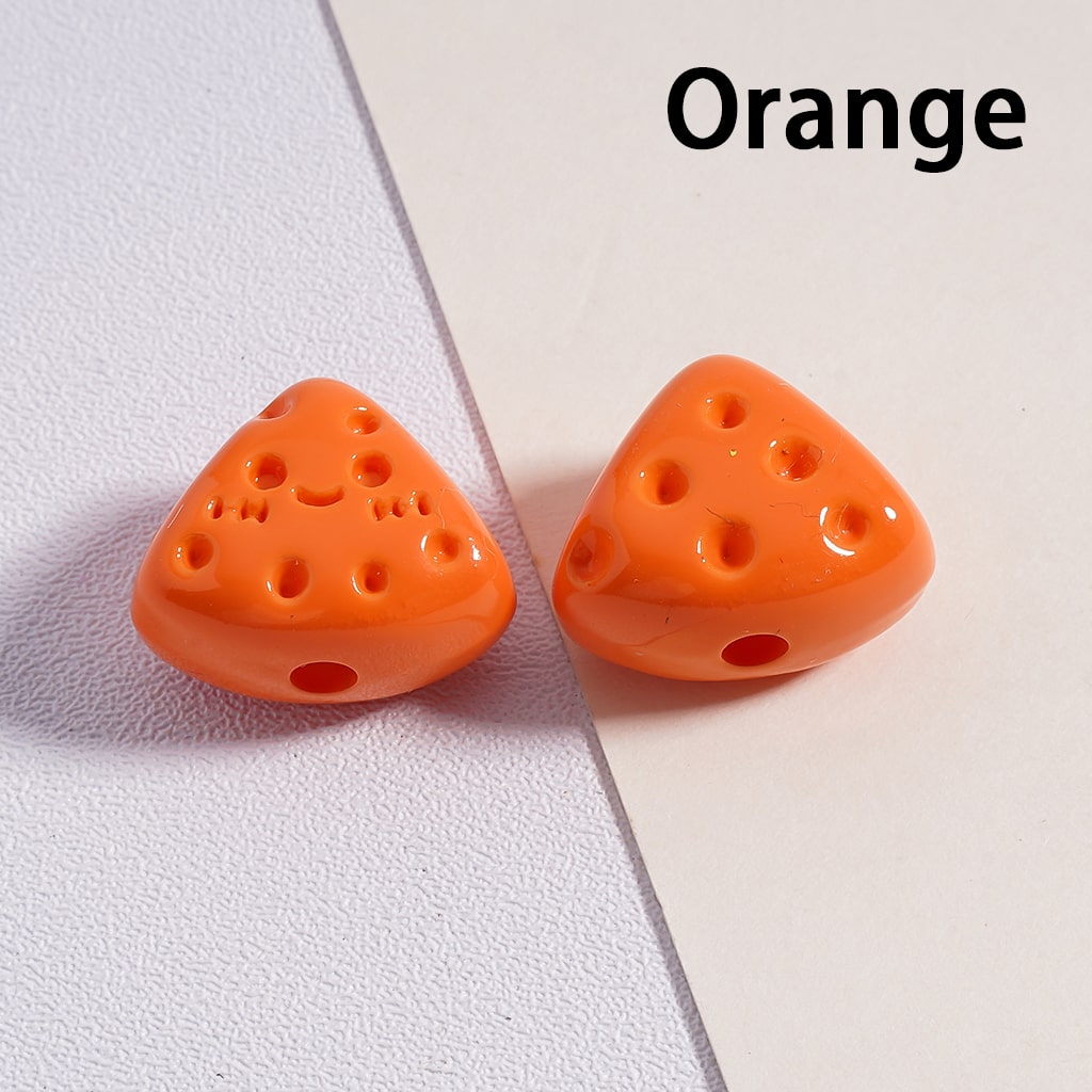 Acrylic Beads Mini Cute Fanshaped Smile Face Cheese in Solid Color, 12*15MM (Single Color is available for 300pcs(whole bag) Only)