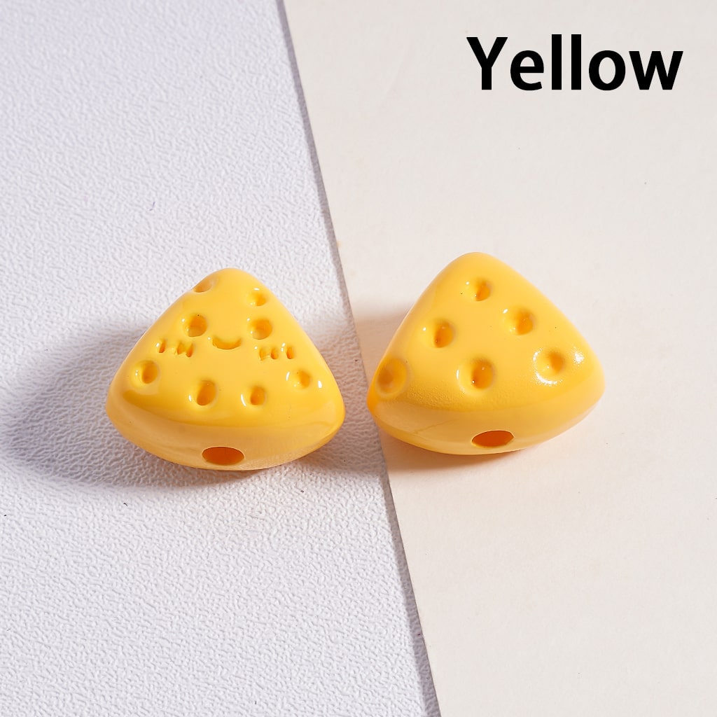 Acrylic Beads Mini Cute Fanshaped Smile Face Cheese in Solid Color, 12*15MM (Single Color is available for 300pcs(whole bag) Only)