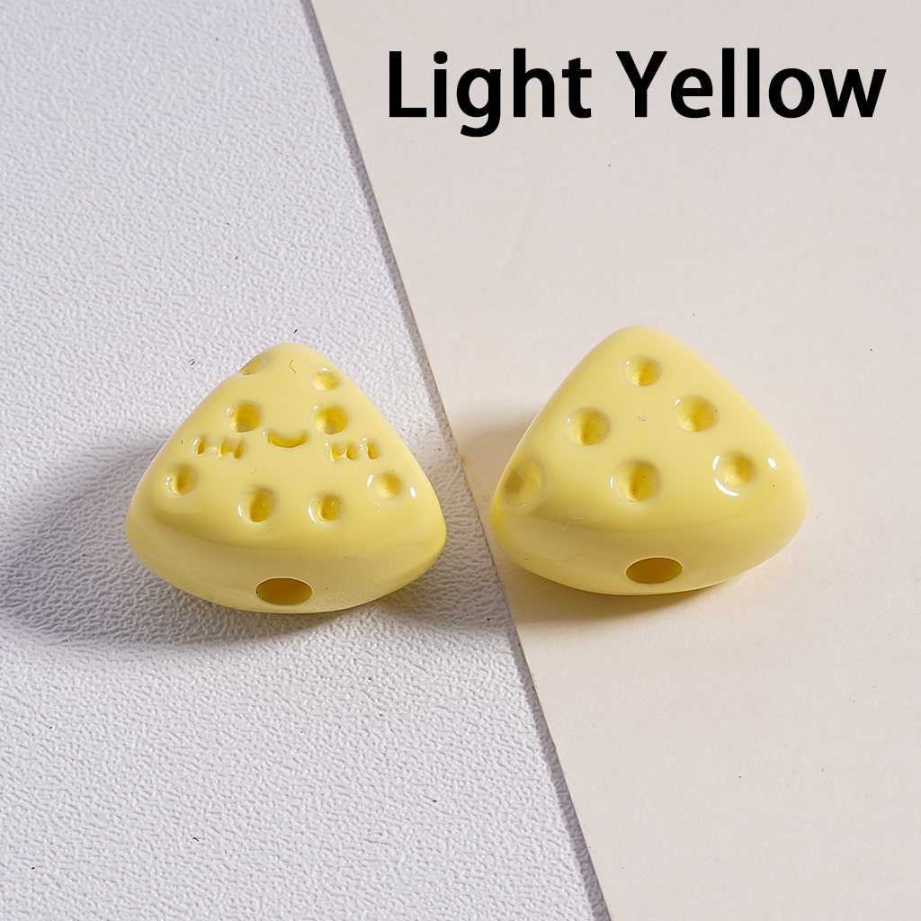 Acrylic Beads Mini Cute Fanshaped Smile Face Cheese in Solid Color, 12*15MM (Single Color is available for 300pcs(whole bag) Only)
