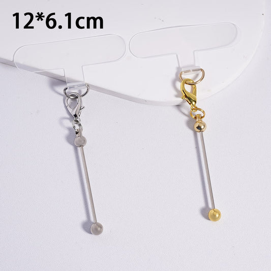 DIY Beadable Keychain Bar with Mini Lobster Clasp & Clear Fixing Plate For Mobile Phone Case