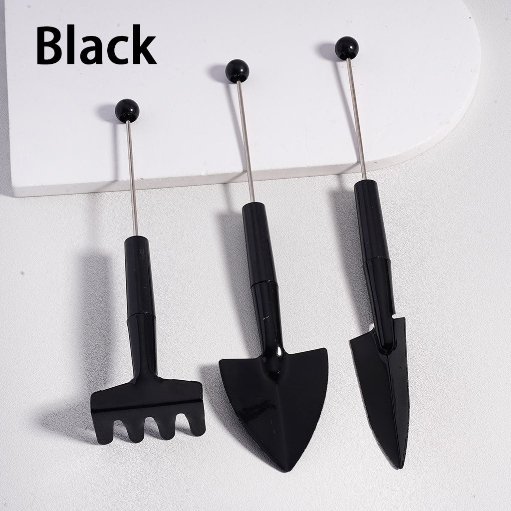DIY Beadable Metal Garden Tool Set Hand Rake Wide Thin Shovel in Solid Color (1set includes 3pcs)