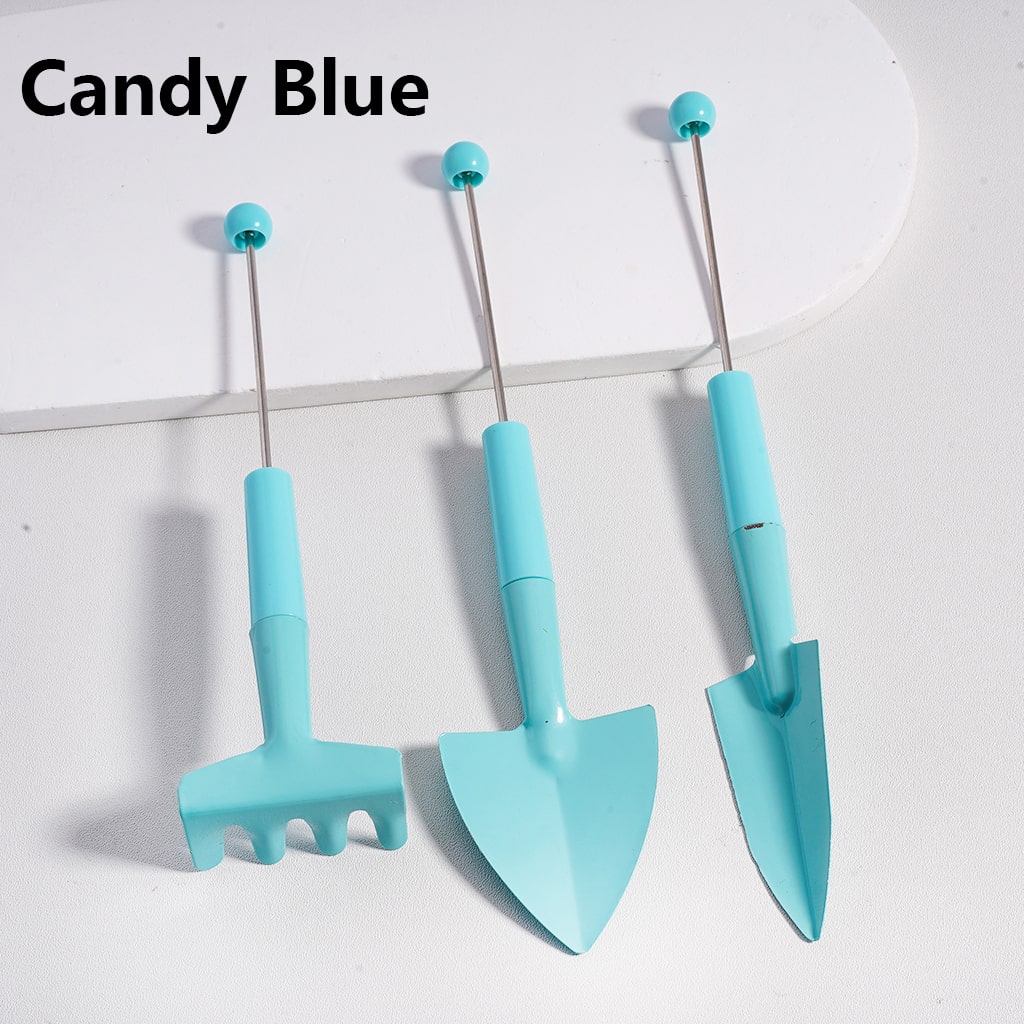 DIY Beadable Metal Garden Tool Set Hand Rake Wide Thin Shovel in Solid Color (1set includes 3pcs)