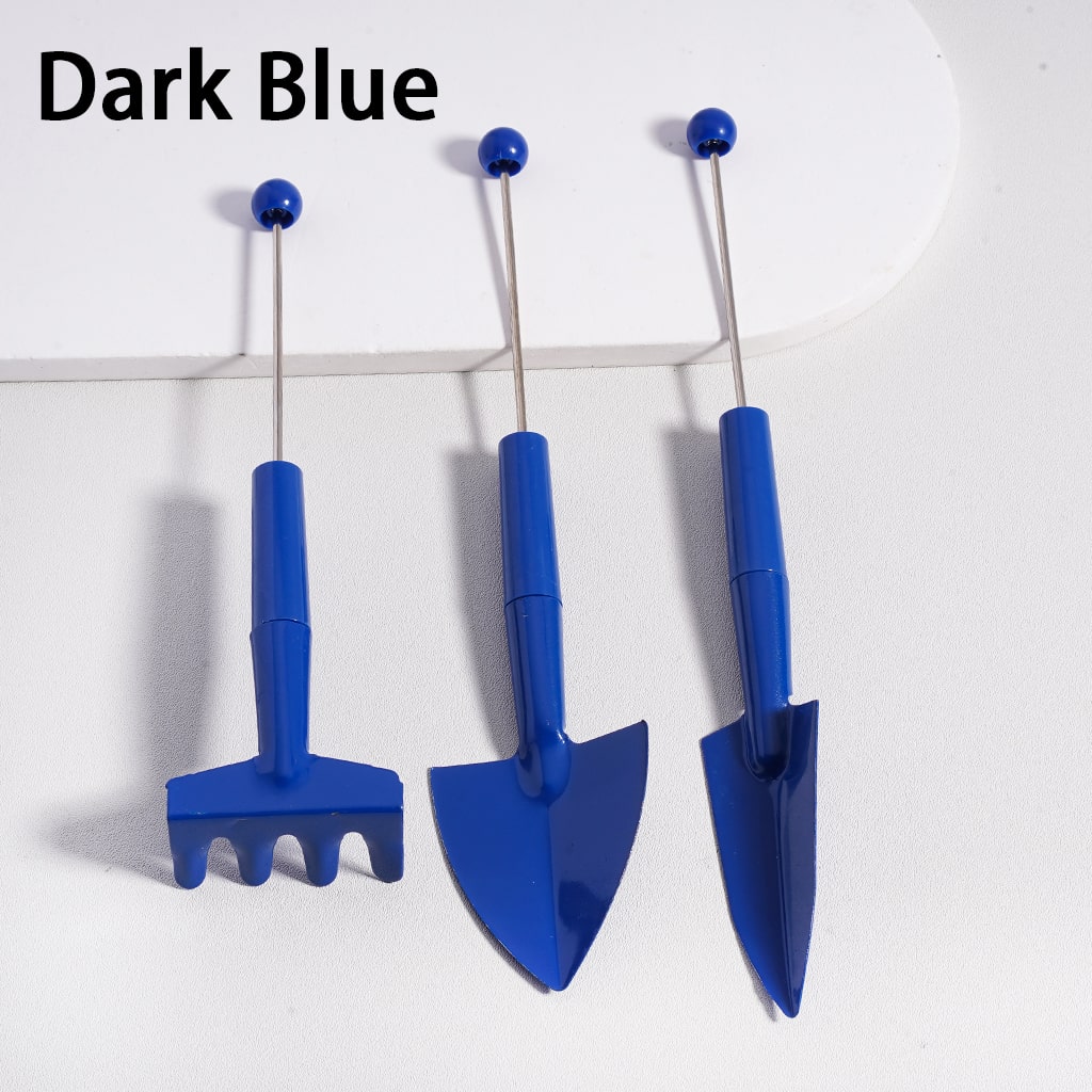DIY Beadable Metal Garden Tool Set Hand Rake Wide Thin Shovel in Solid Color (1set includes 3pcs)