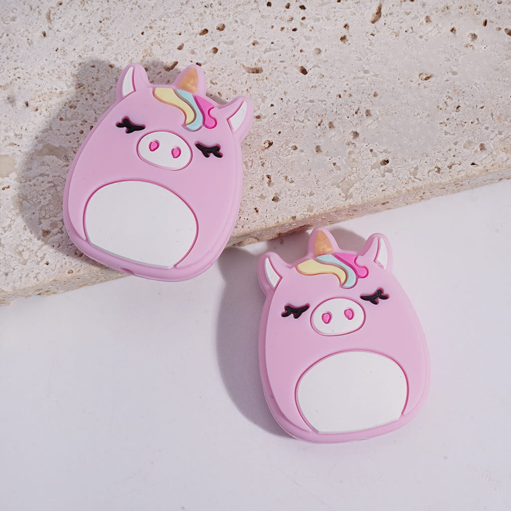 Cute Pink Unicorn Pig Silicone Focal Beads
