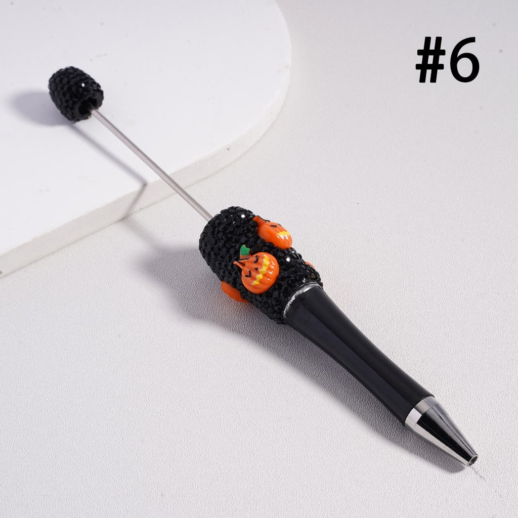 Beadable Pen with Black Rhinestones Halloween Series Cute Ghost Face Pumpkin Wizard Hat