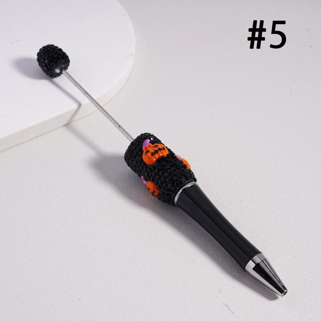 Beadable Pen with Black Rhinestones Halloween Series Cute Ghost Face Pumpkin Wizard Hat