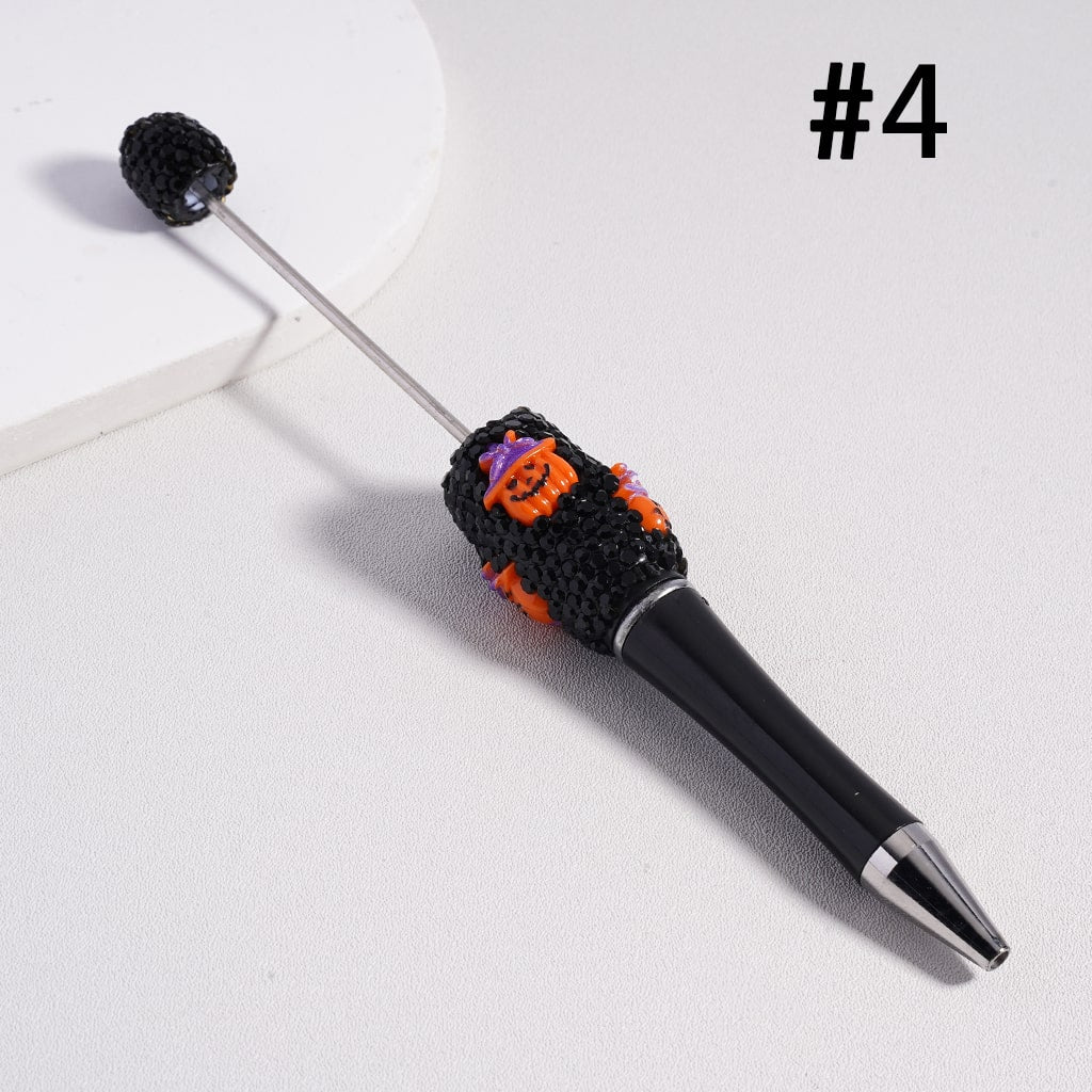 Beadable Pen with Black Rhinestones Halloween Series Cute Ghost Face Pumpkin Wizard Hat