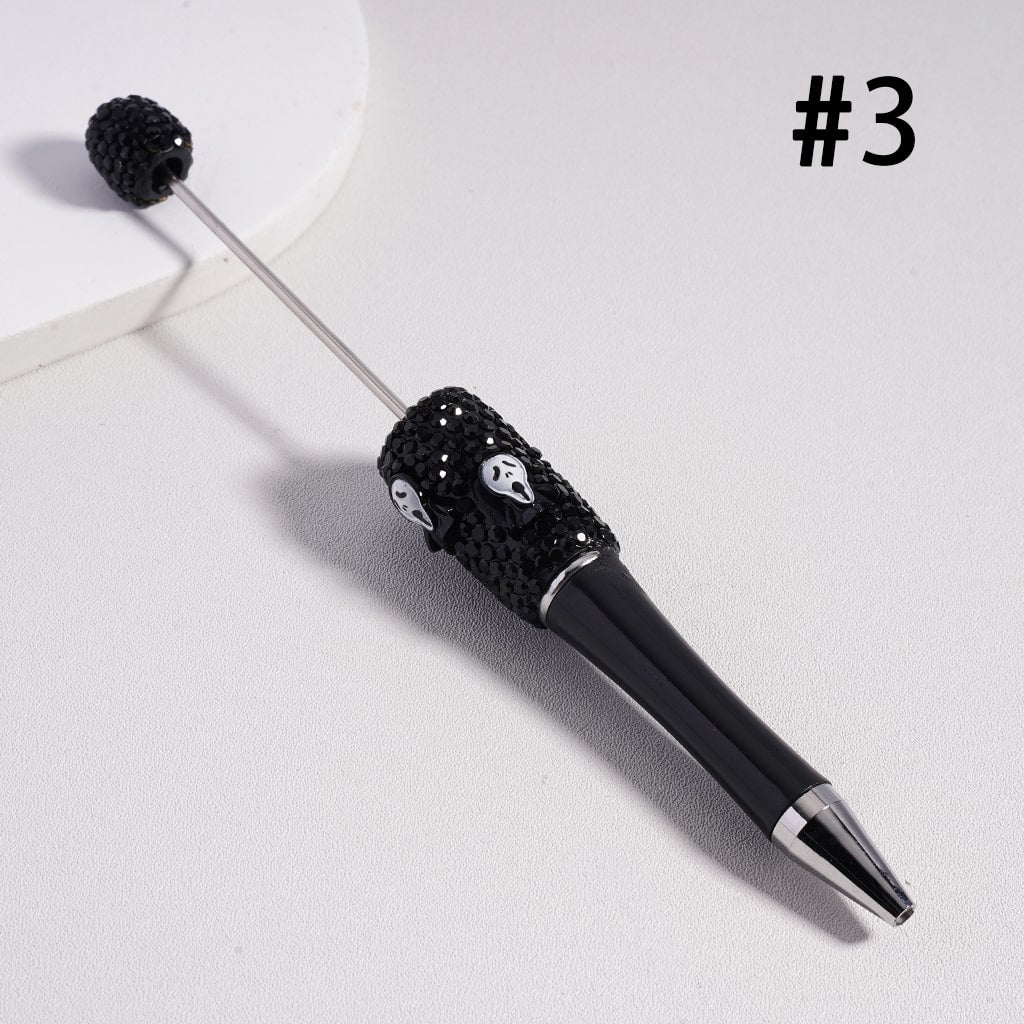 Beadable Pen with Black Rhinestones Halloween Series Cute Ghost Face Pumpkin Wizard Hat